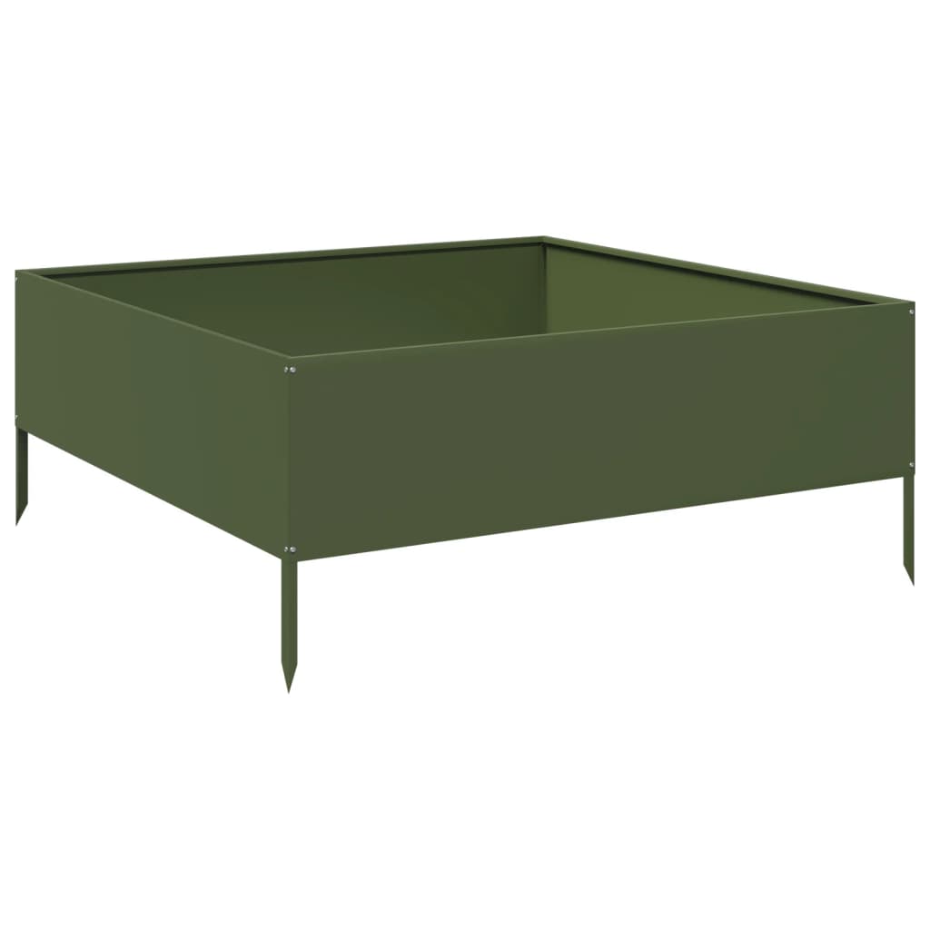 Høybed olivengrønn 100x100x41 cm stål