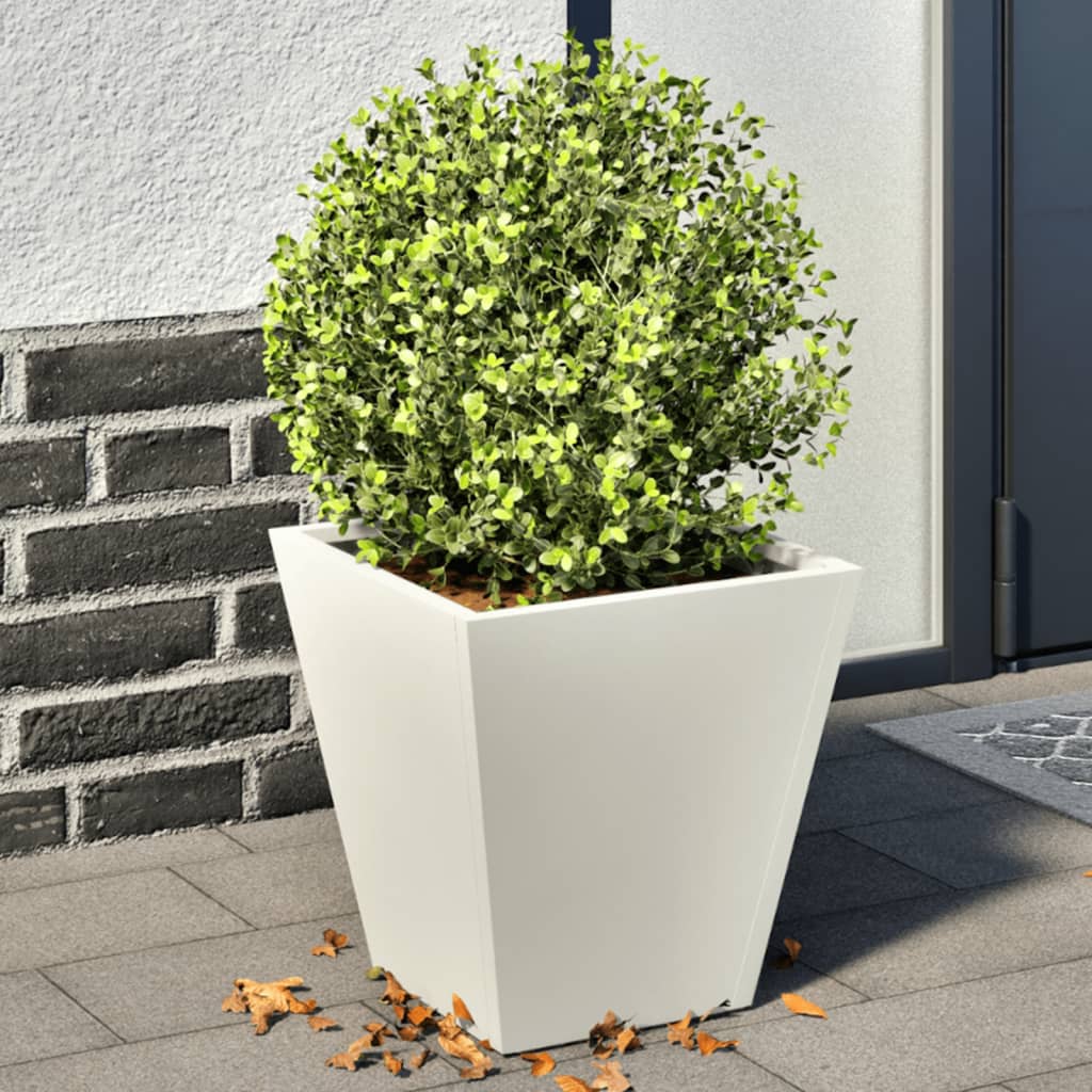 Plantekasser 2 stk hvit 30x30x30 cm stål