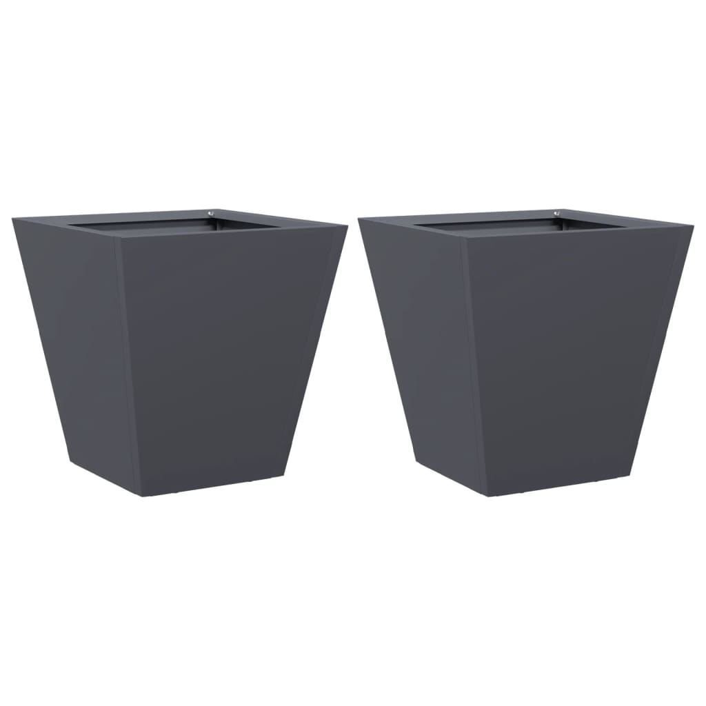 Plantekasser 2 stk antrasitt 30x30x30 cm stål