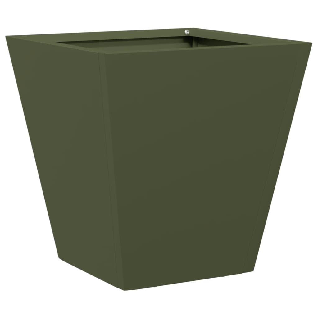 Plantekasser 2 stk olivengrønn 30x30x30 cm stål