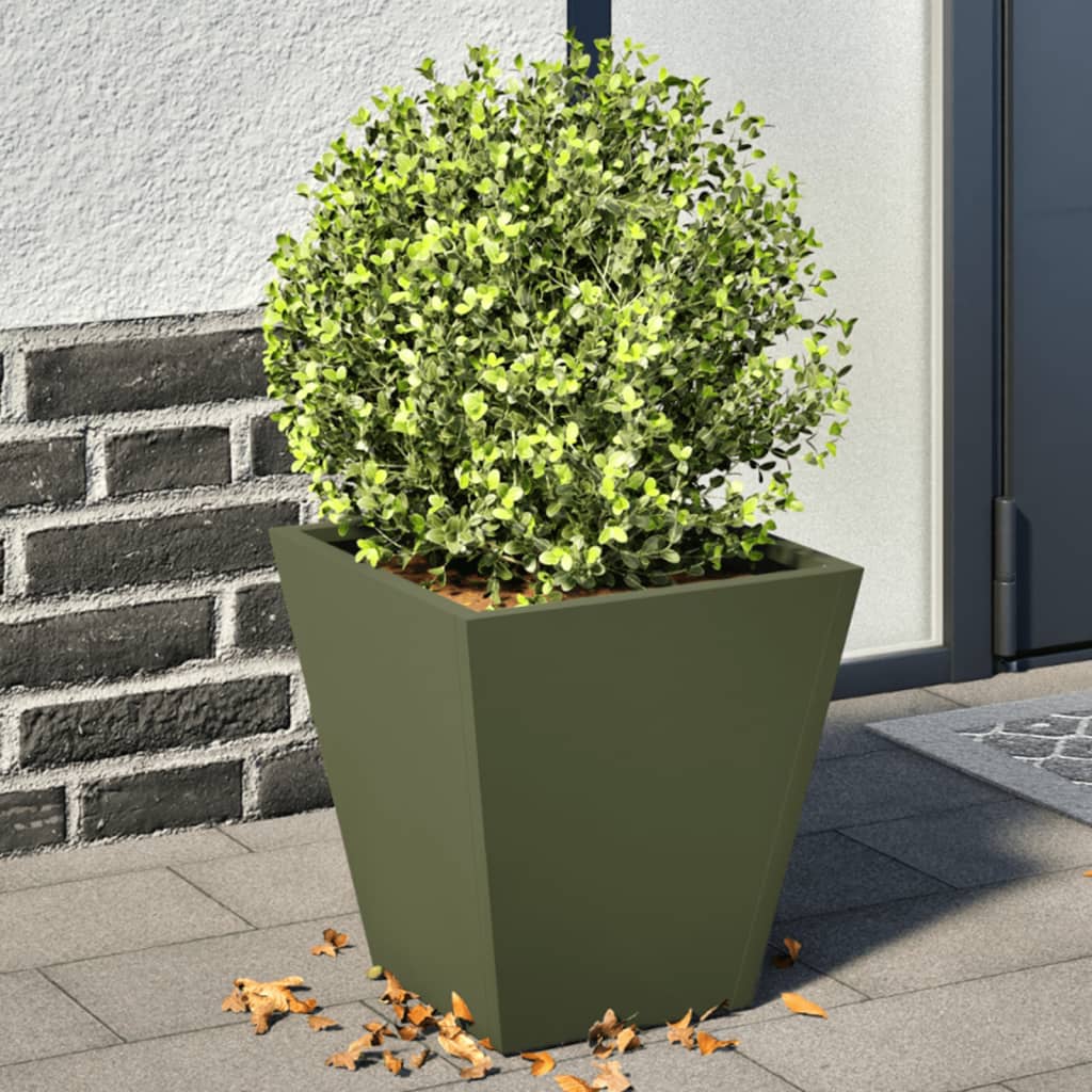 Plantekasser 2 stk olivengrønn 30x30x30 cm stål