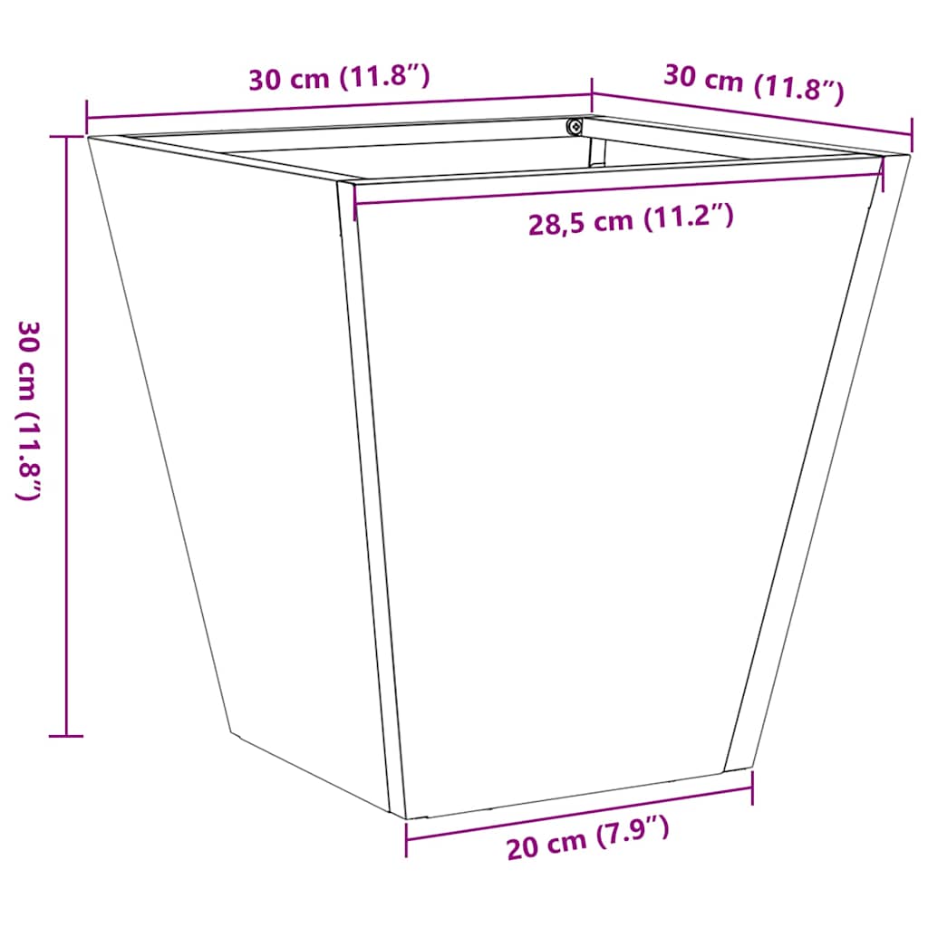 Plantekasse 30x30x30 cm galvanisert stål