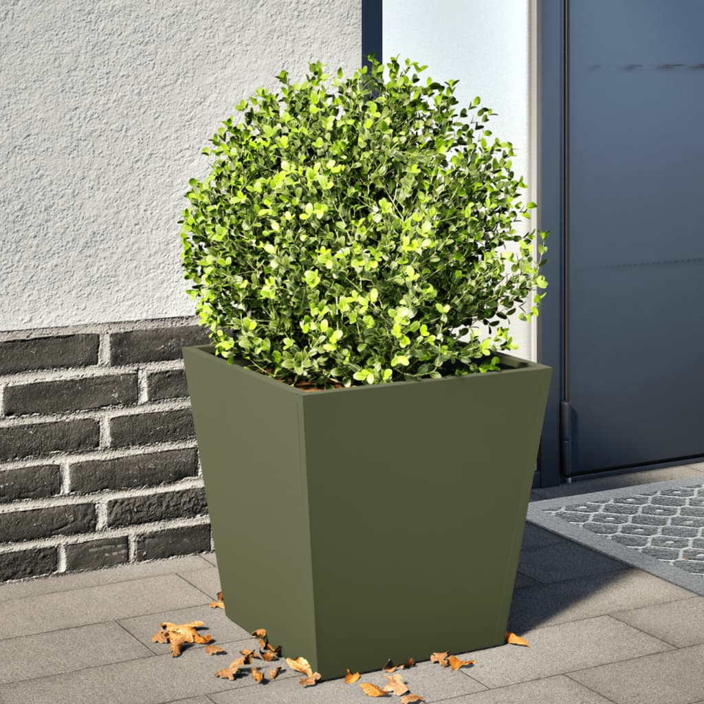Plantekasse olivengrønn 40x40x40 cm stål