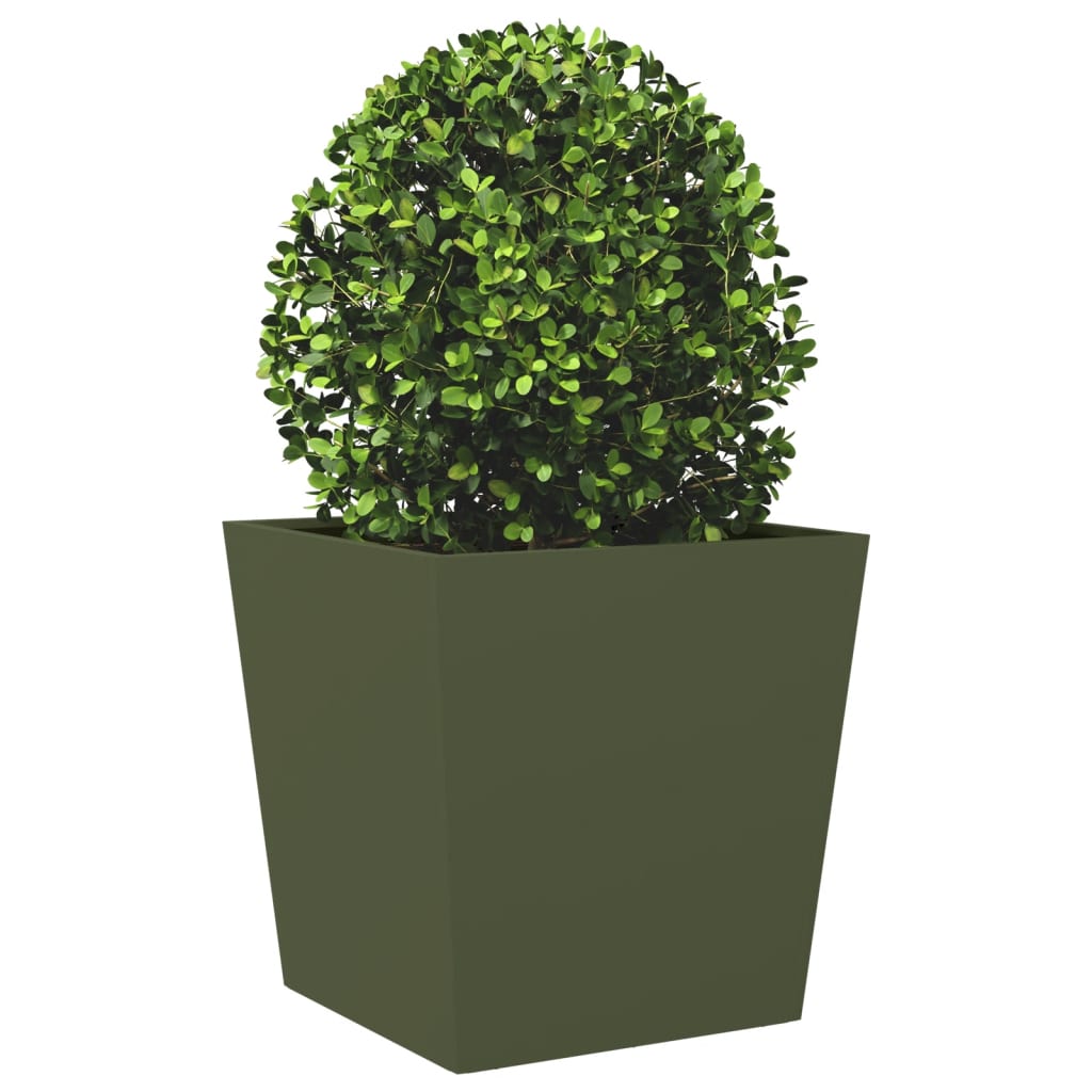 Plantekasser 2 stk olivengrønn 50x50x50 cm stål