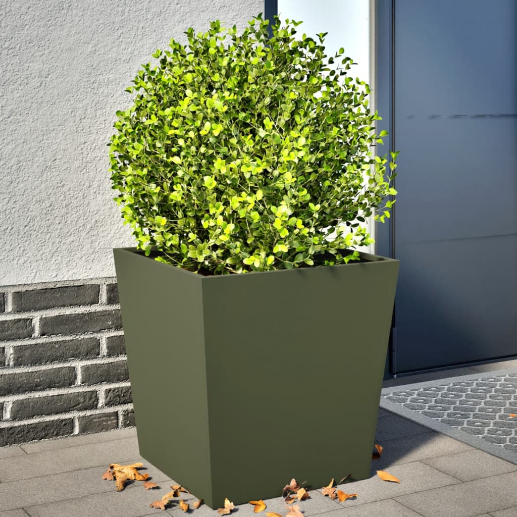 Plantekasser 2 stk olivengrønn 50x50x50 cm stål