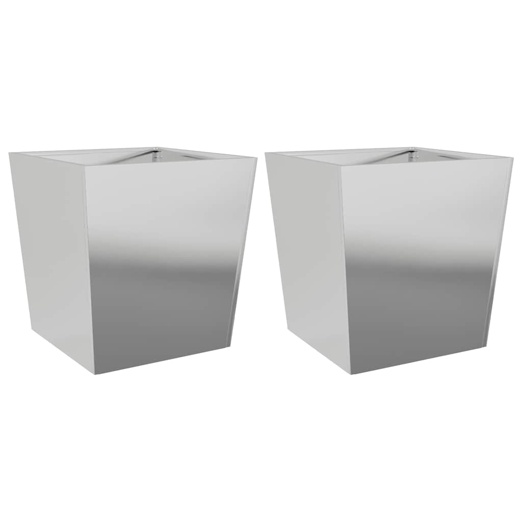 Plantekasser 2 stk 50x50x50 cm galvanisert stål