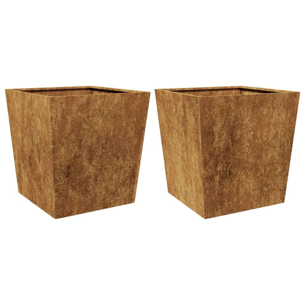 Hageplanter 2 stk 50x50x50 cm oksidert stål