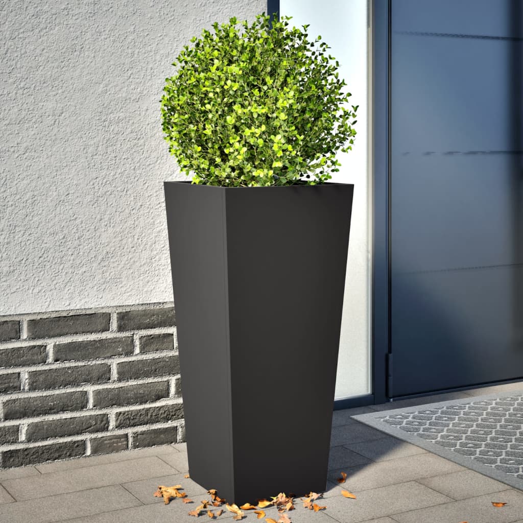 Plantekasser 2 stk svart 35x35x75 cm stål