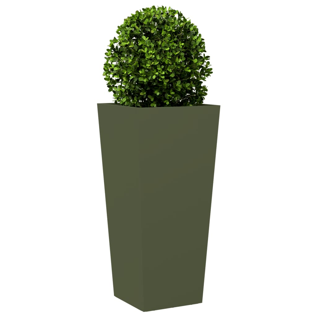 Plantekasse olivengrønn 35x35x75 cm stål