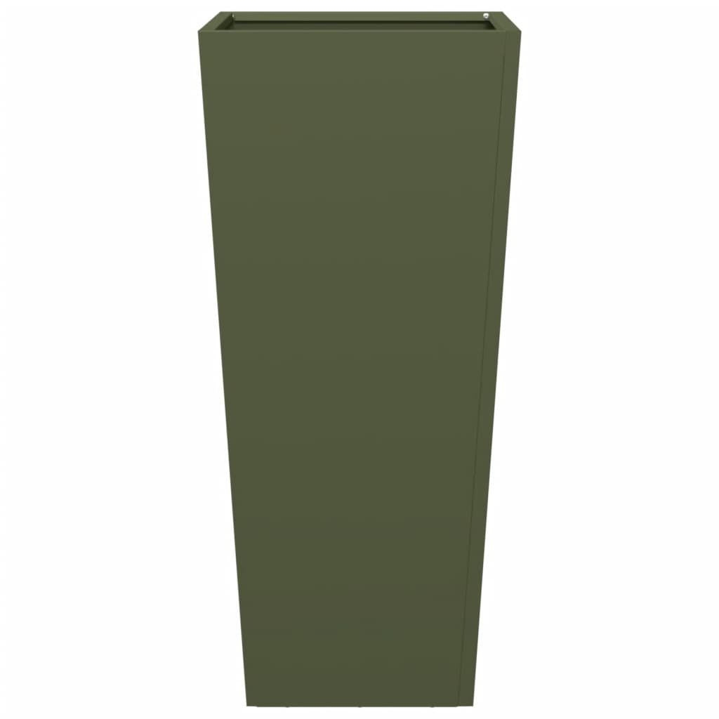 Plantekasser 2 stk olivengrønn 35x35x75 cm stål