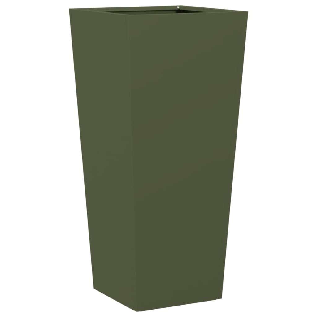 Plantekasser 2 stk olivengrønn 35x35x75 cm stål