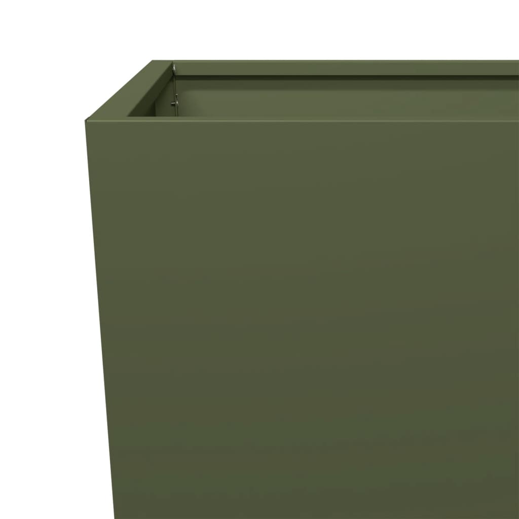 Plantekasser 2 stk olivengrønn 35x35x75 cm stål