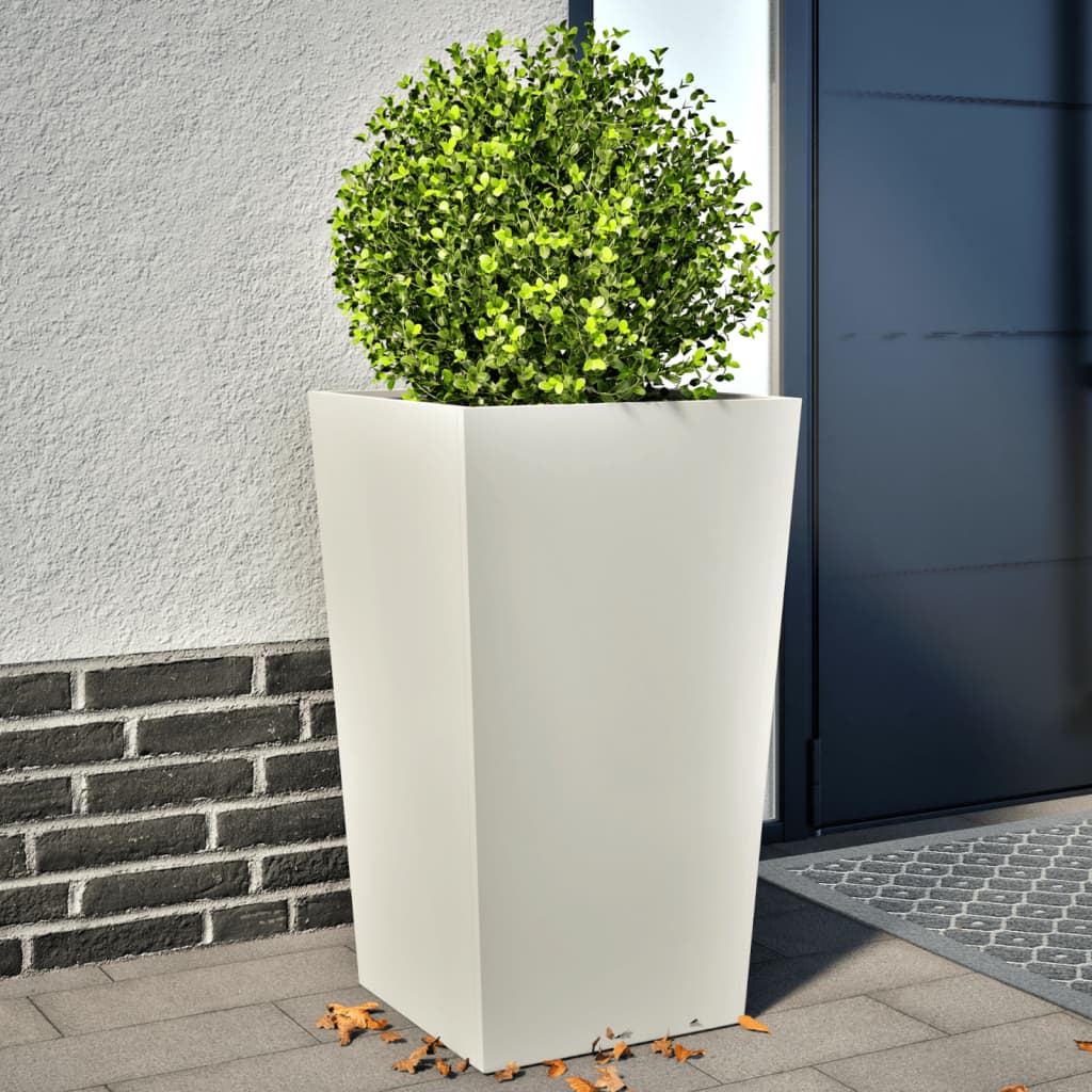Plantekasser 2 stk hvit 45x45x75 cm stål
