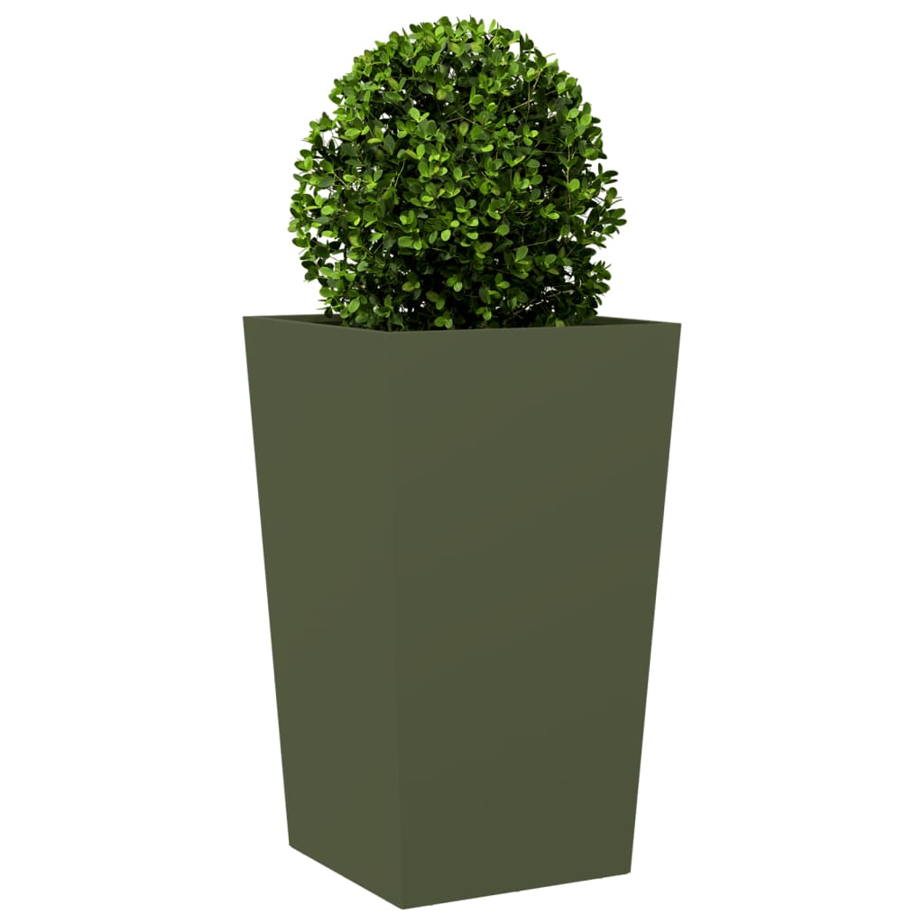 Plantekasser 2 stk olivengrønn 45x45x75 cm stål