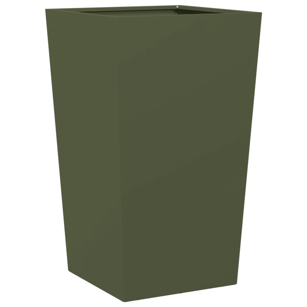 Plantekasser 2 stk olivengrønn 45x45x75 cm stål