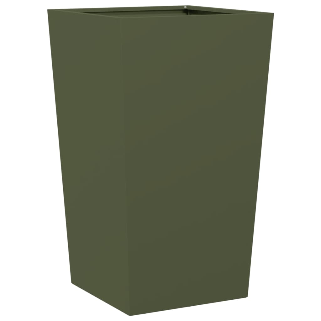 Plantekasser 2 stk olivengrønn 45x45x75 cm stål
