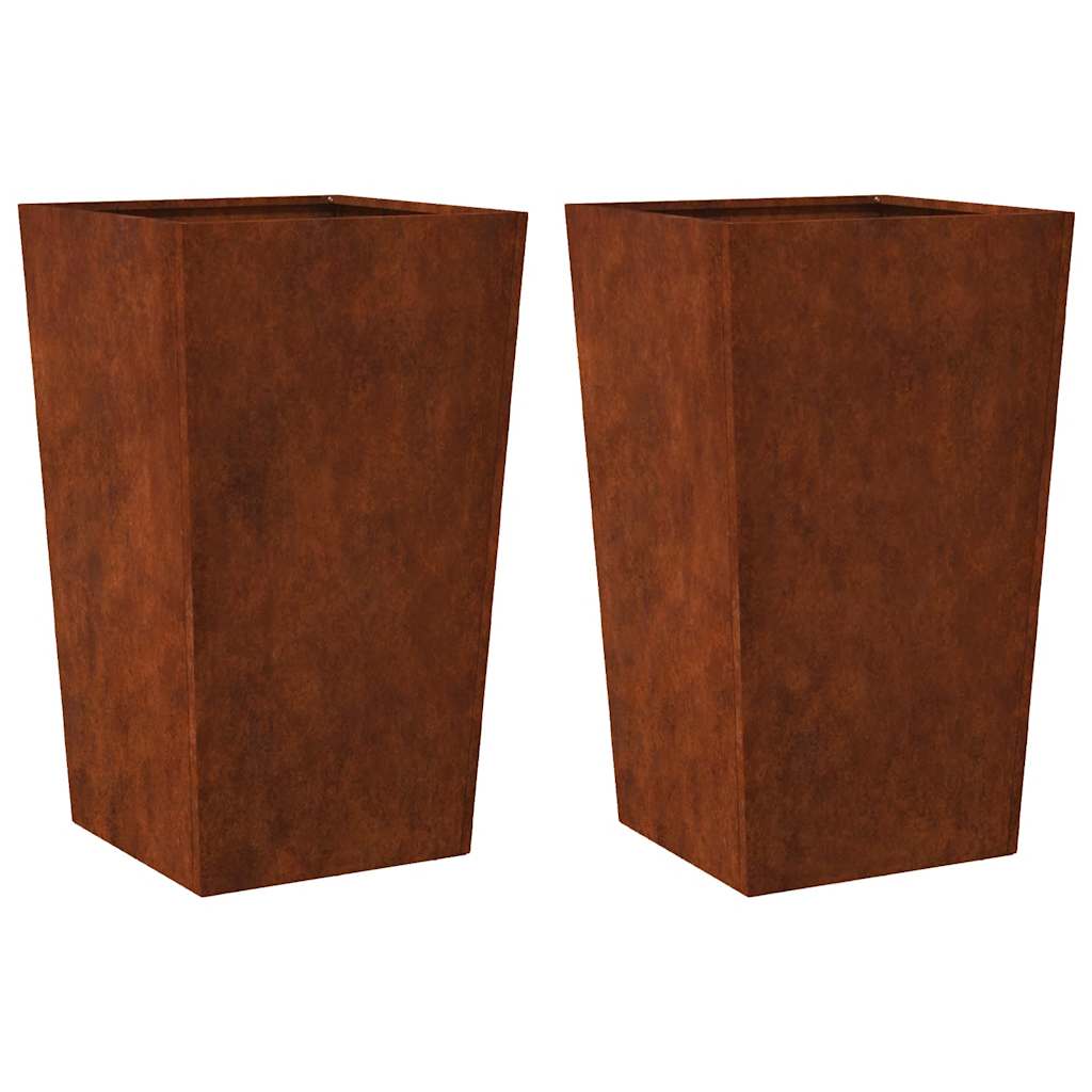 Hageplanter 2 stk 45x45x75 cm oksidert stål