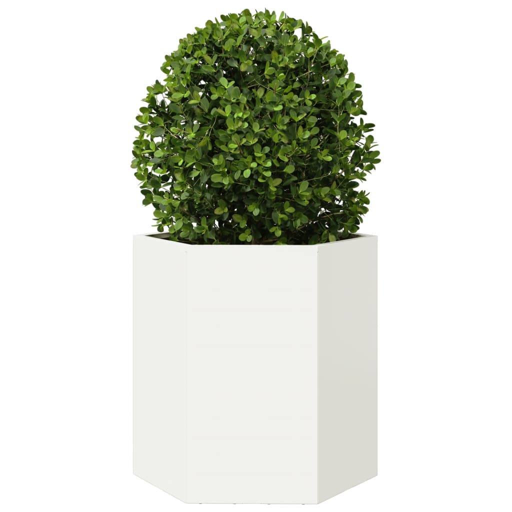 Plantekasse hvit sekskantet 46x40x45 cm stål