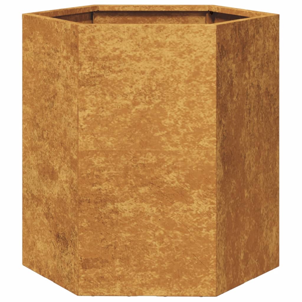 Plantekasser 2 stk sekskantet 46x40x45 cm Forvitringsstål