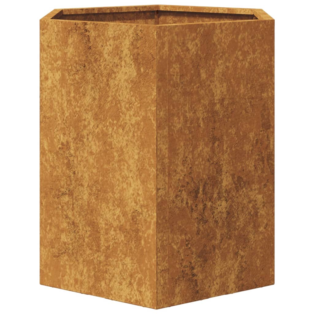 Plantekasser 2 stk sekskantet 46x40x45 cm Forvitringsstål