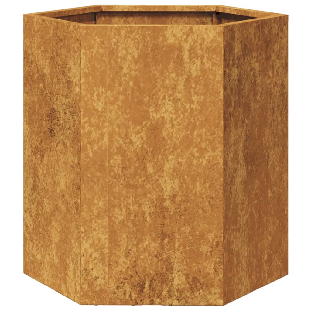 Plantekasser 2 stk sekskantet 46x40x45 cm Forvitringsstål