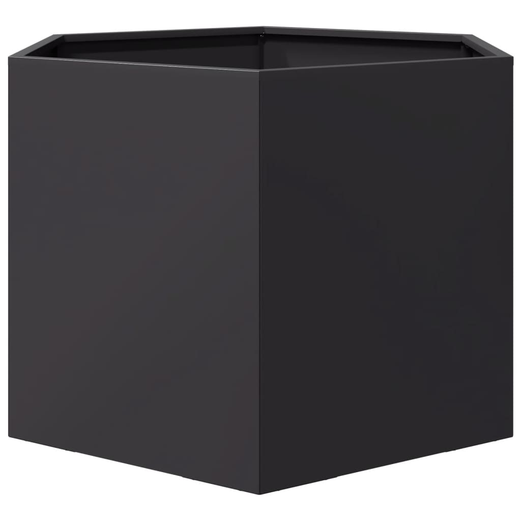 Plantekasse svart sekskantet 69x60x45 cm stål
