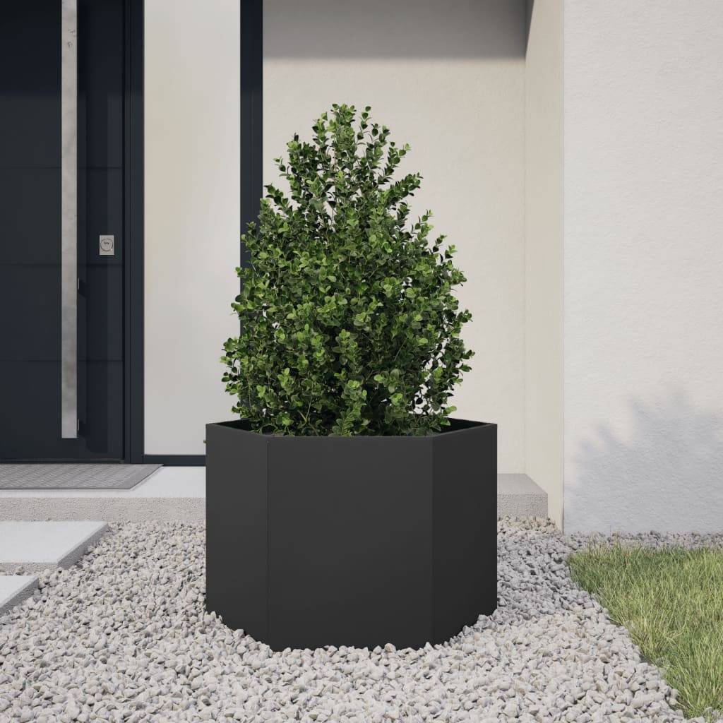 Plantekasse svart sekskantet 69x60x45 cm stål
