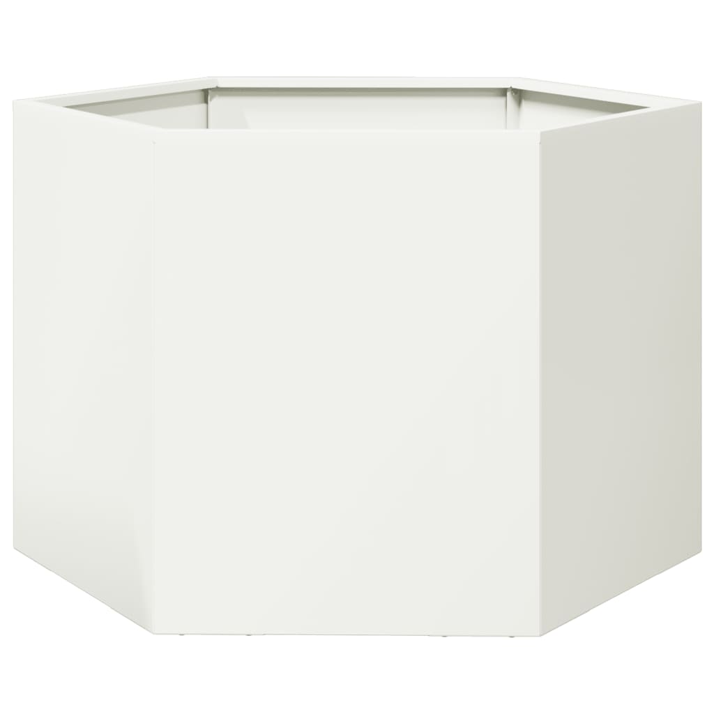 Plantekasse hvit sekskantet 69x60x45 cm stål