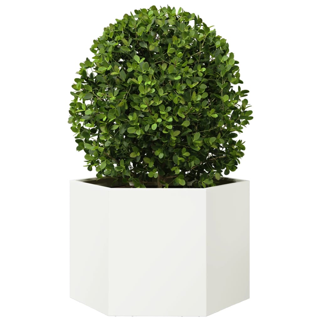 Plantekasse hvit sekskantet 69x60x45 cm stål