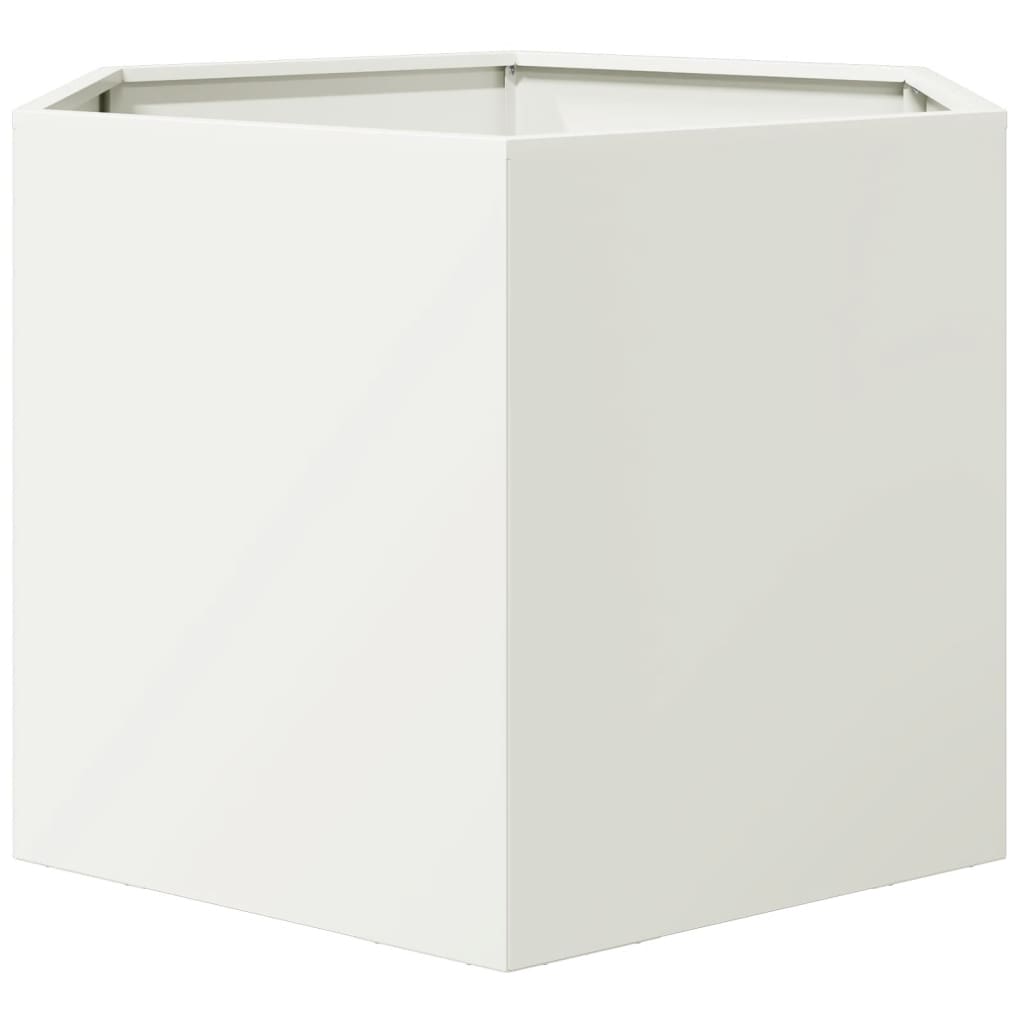 Plantekasse hvit sekskantet 69x60x45 cm stål