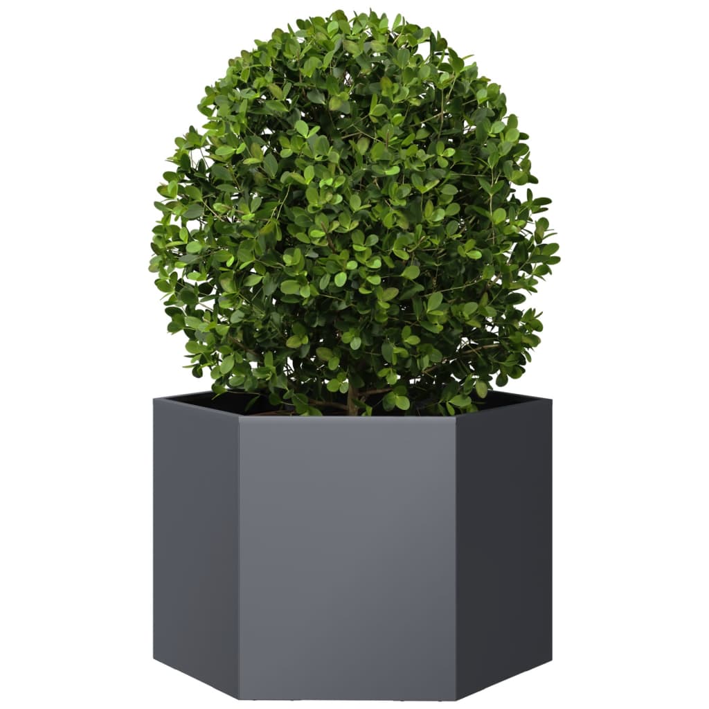 Plantekasse antrasitt sekskantet 69x60x45 cm stål