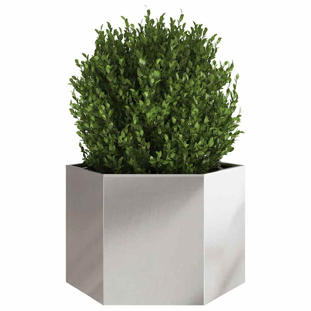 Plantekasse sekskantet 69x60x45 cm rustfritt stål
