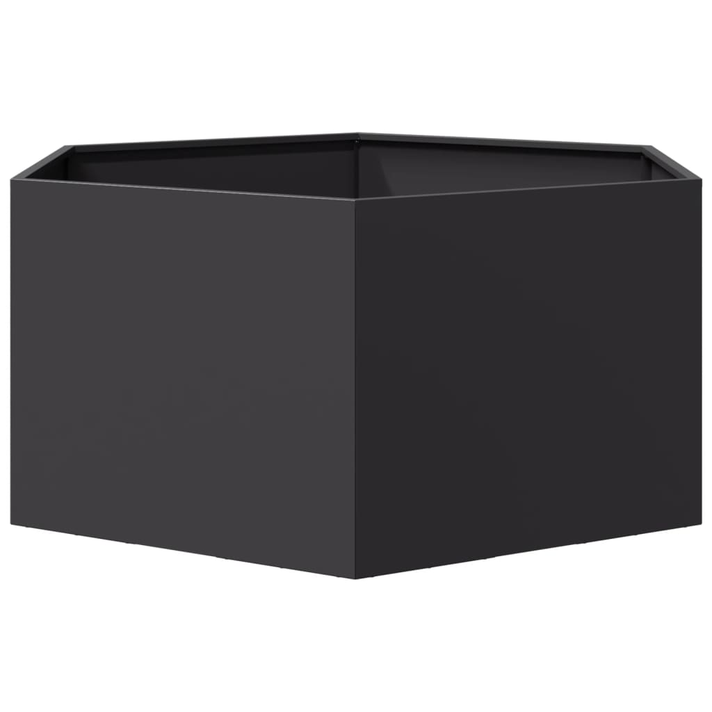 Plantekasse svart sekskantet 104x90x45 cm stål