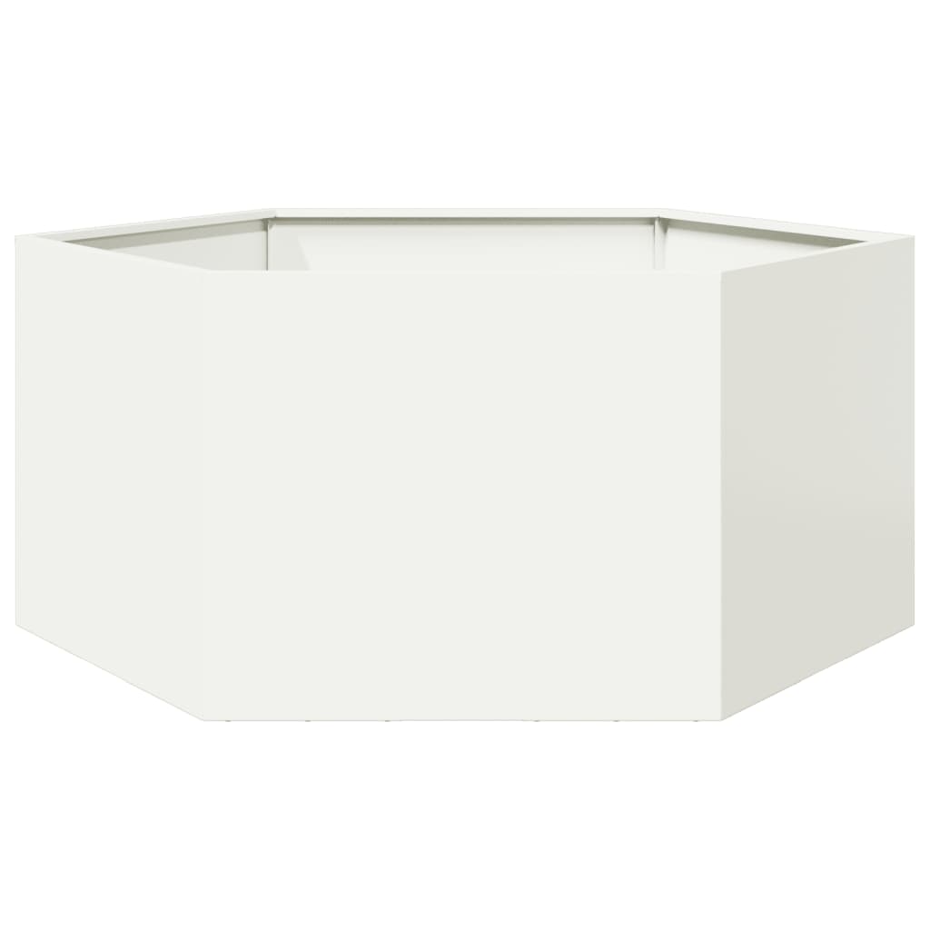 Plantekasse hvit sekskantet 104x90x45 cm stål