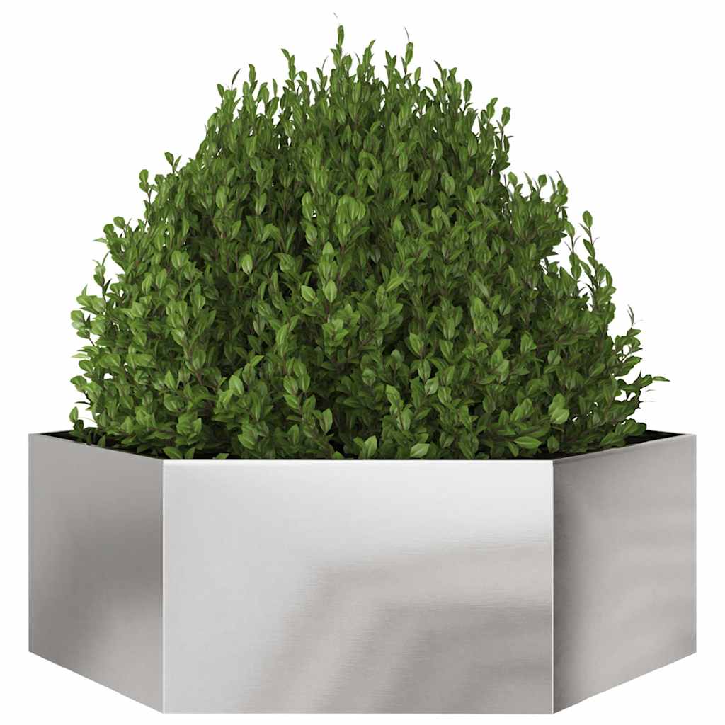 Plantekasse sekskantet 138x120x45 cm rustfritt stål