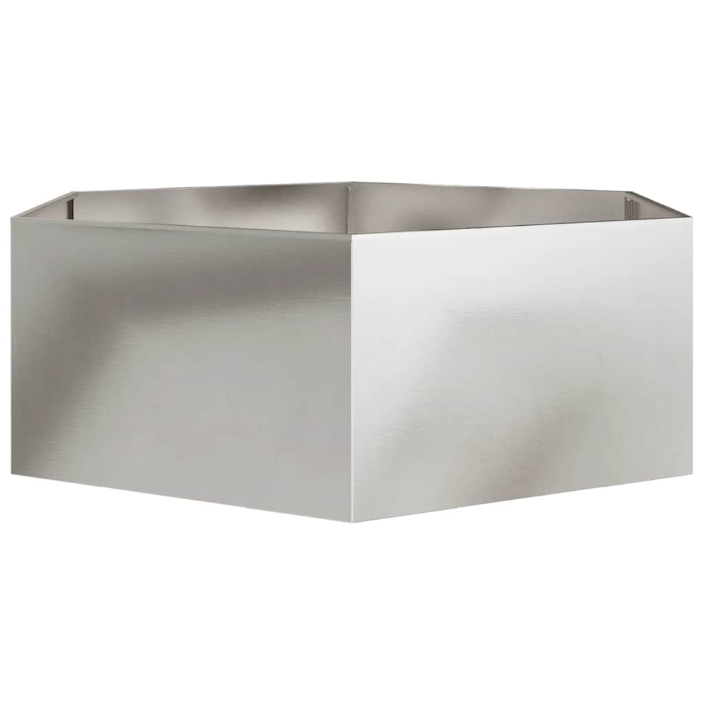 Plantekasse sekskantet 138x120x45 cm rustfritt stål
