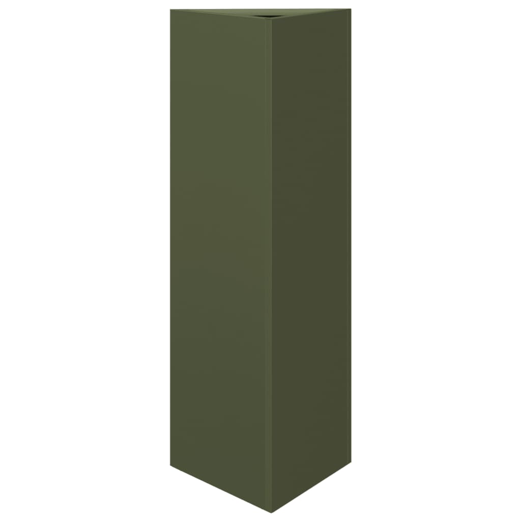 Plantekasse olivengrønn trekantet 30x26x75 cm stål