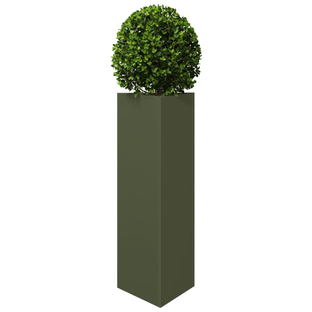 Plantekasse olivengrønn trekantet 30x26x75 cm stål