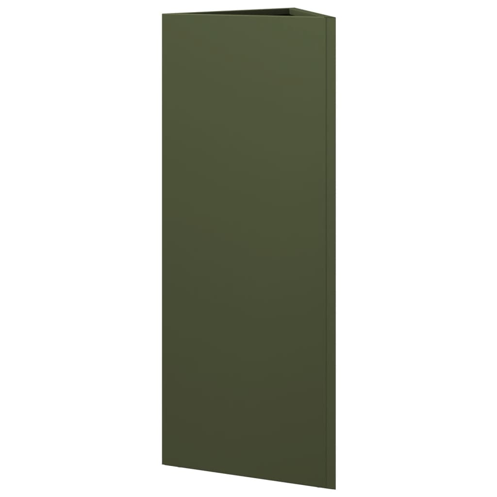 Plantekasse olivengrønn trekantet 30x26x75 cm stål