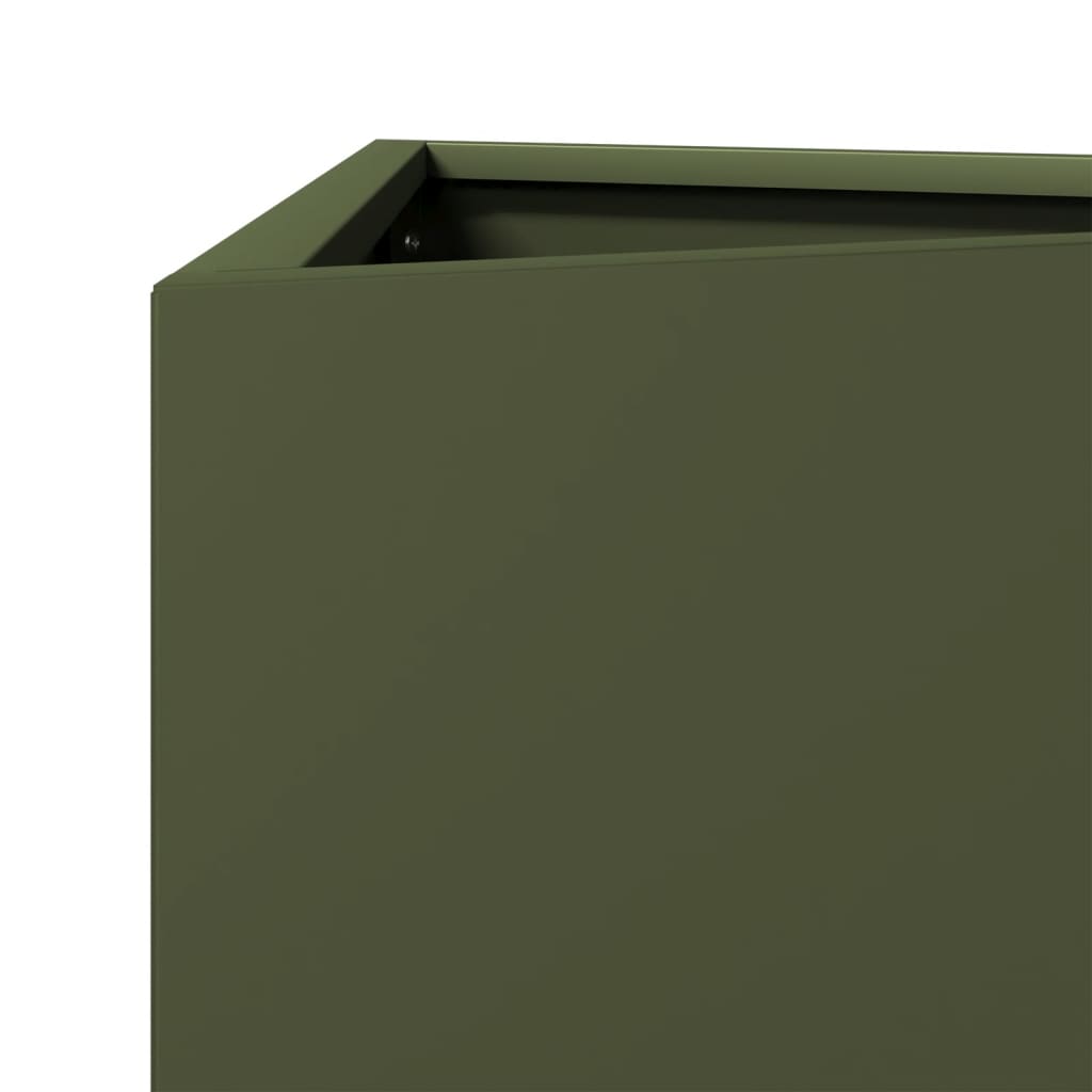Plantekasse olivengrønn trekantet 30x26x75 cm stål