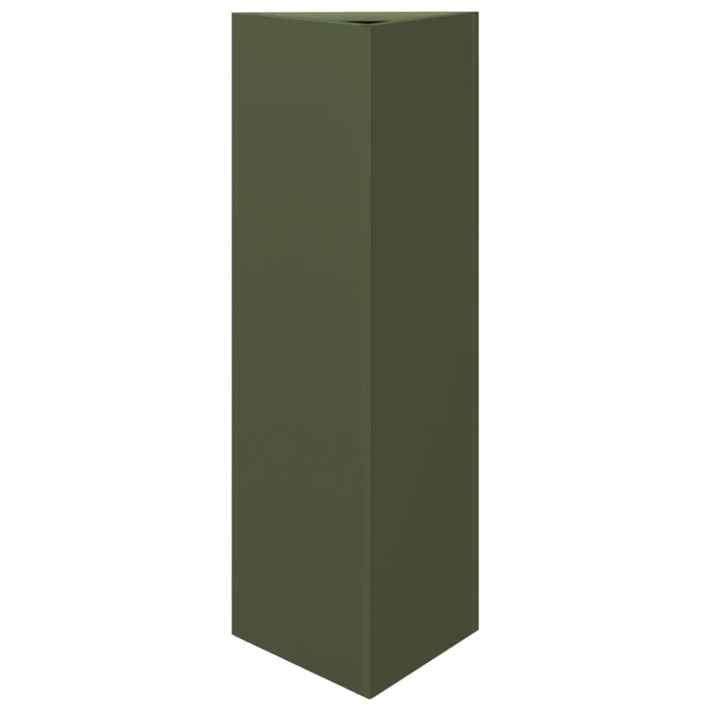 Plantekasser 2 stk olivengrønn trekantet 30x26x75 cm stål
