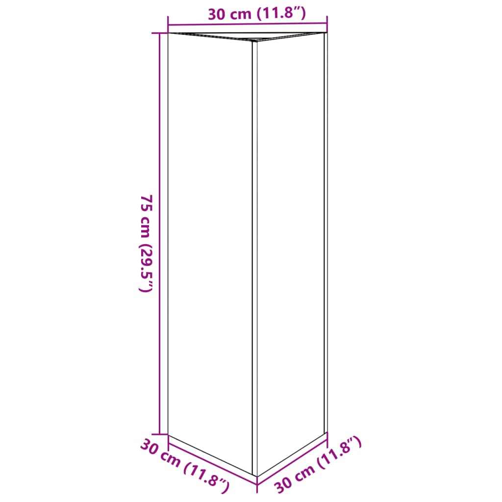 Plantekasse trekantet 30x26x75 cm galvanisert stål