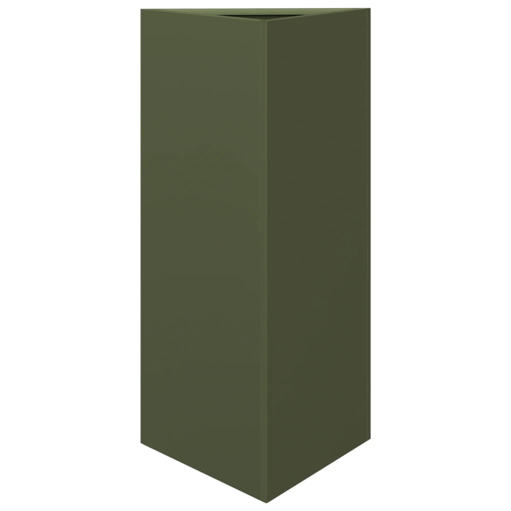 Plantekasse olivengrønn trekantet 40x34,5x75 cm stål