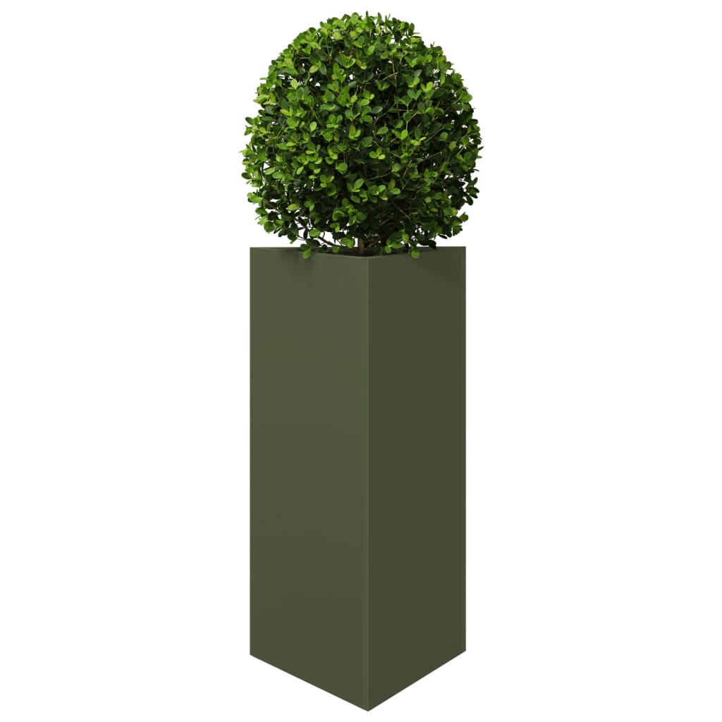 Plantekasse olivengrønn trekantet 40x34,5x75 cm stål