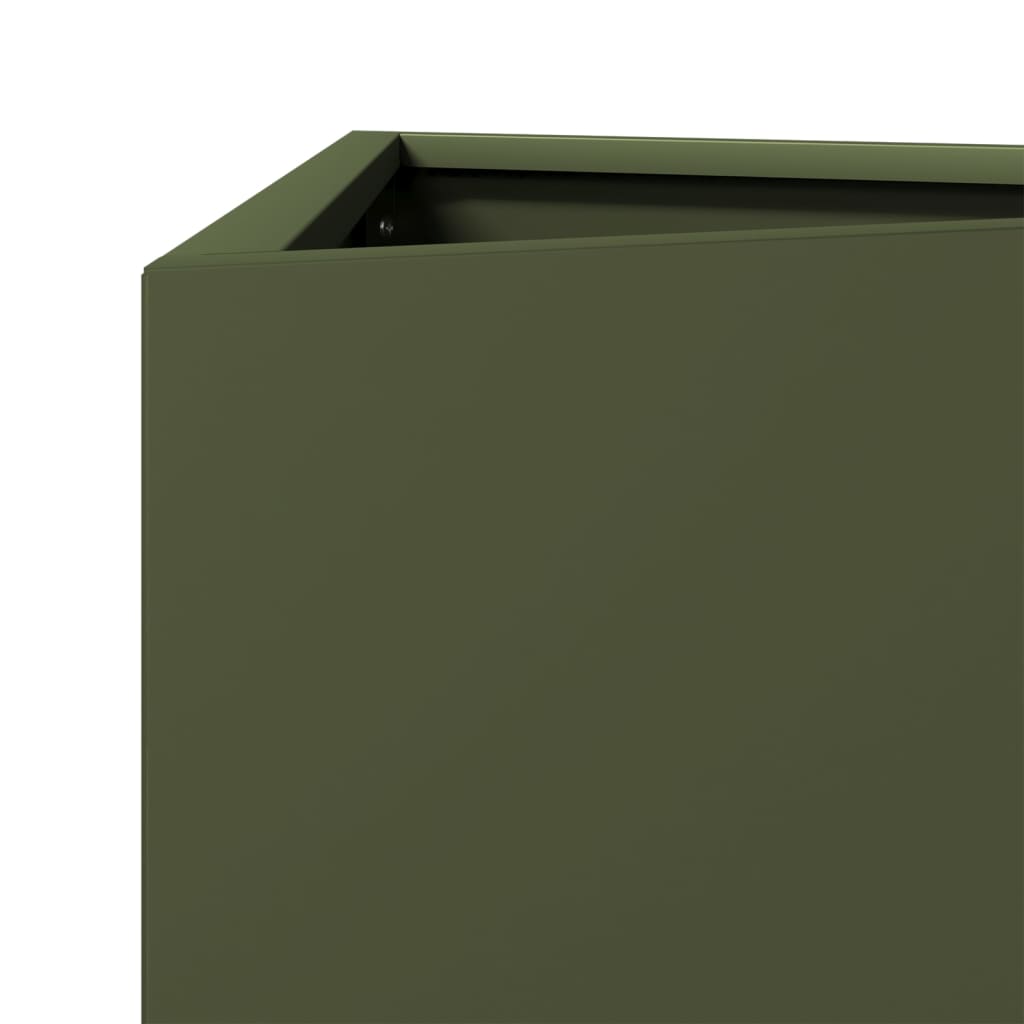 Plantekasse olivengrønn trekantet 40x34,5x75 cm stål