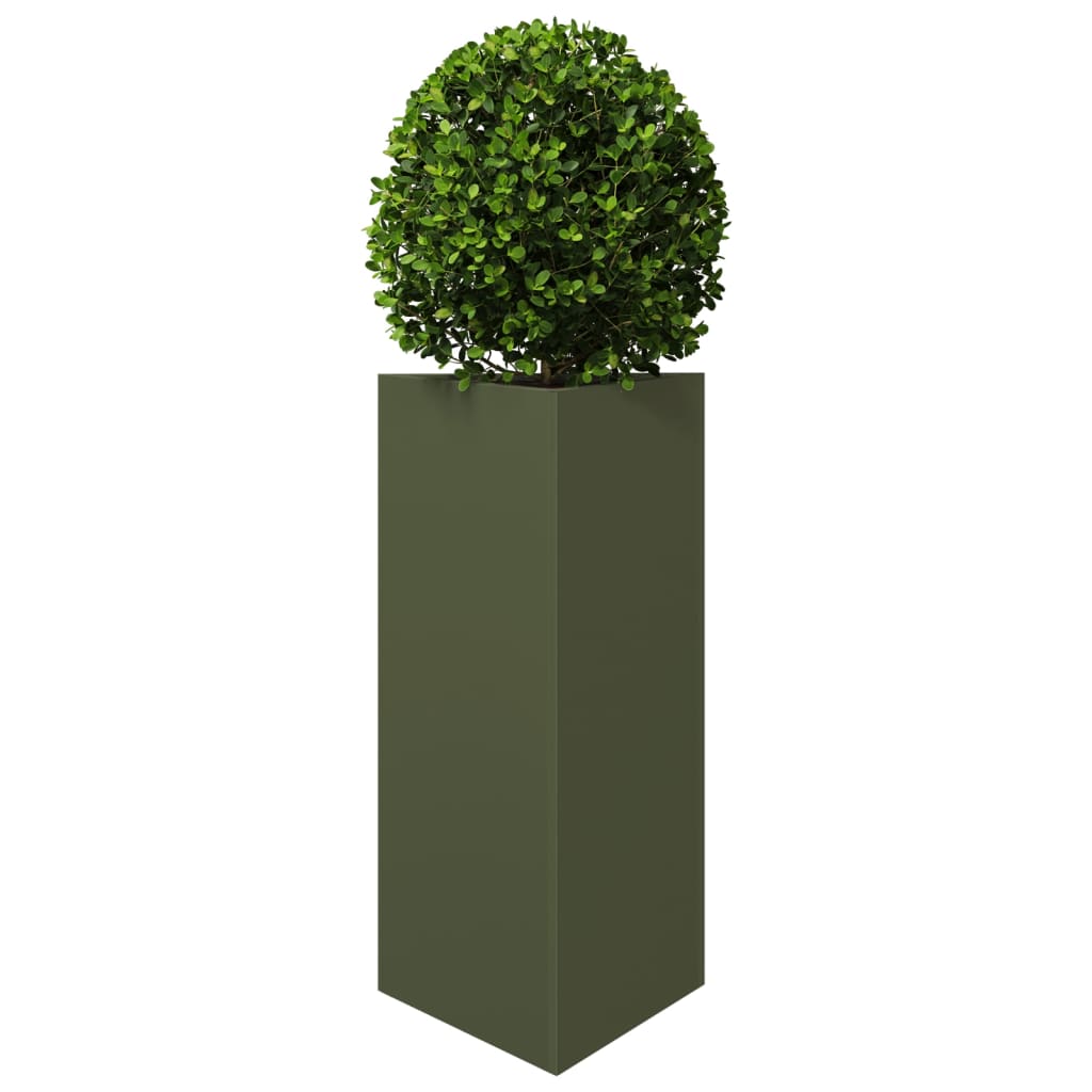 Plantekasser 2 stk olivengrønn trekantet 40x34,5x75 cm stål