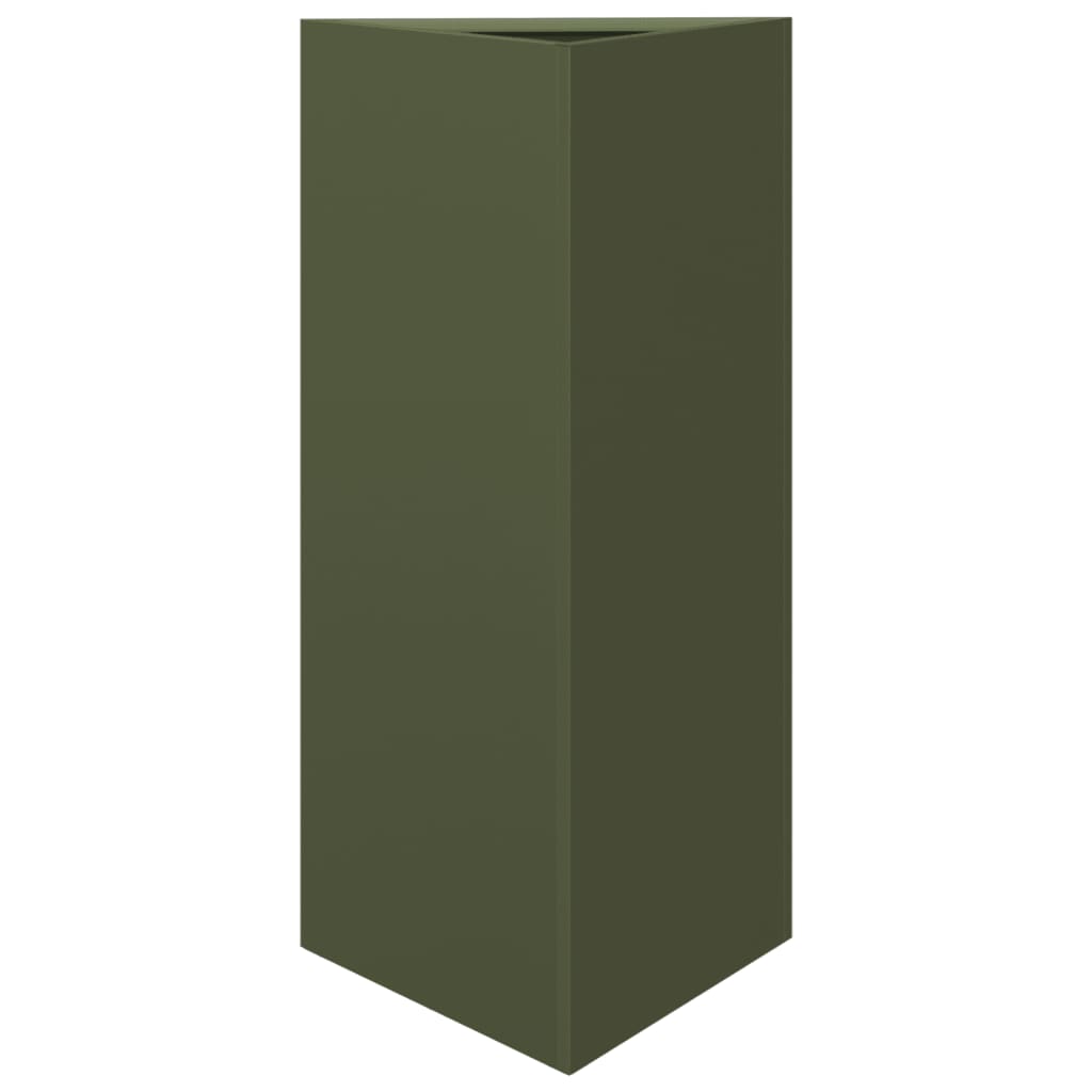Plantekasser 2 stk olivengrønn trekantet 40x34,5x75 cm stål