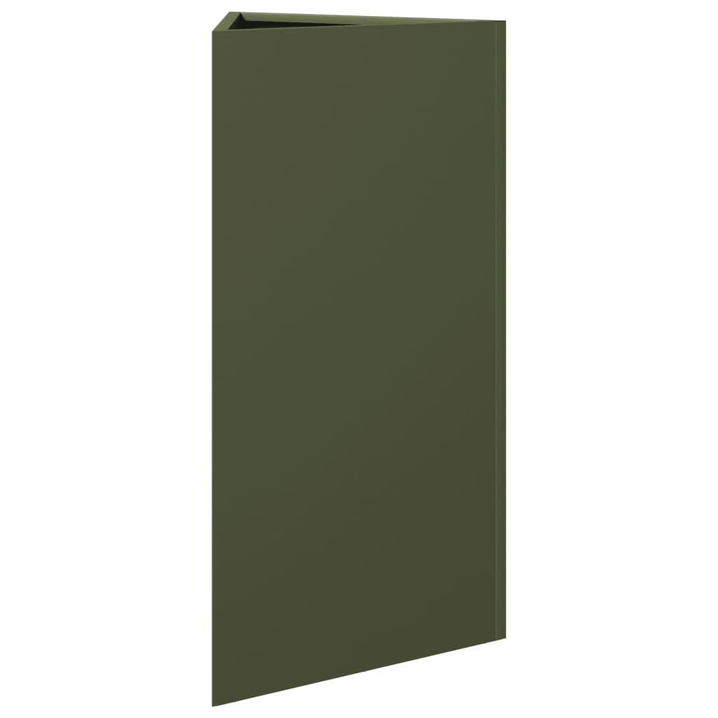 Plantekasser 2 stk olivengrønn trekantet 40x34,5x75 cm stål