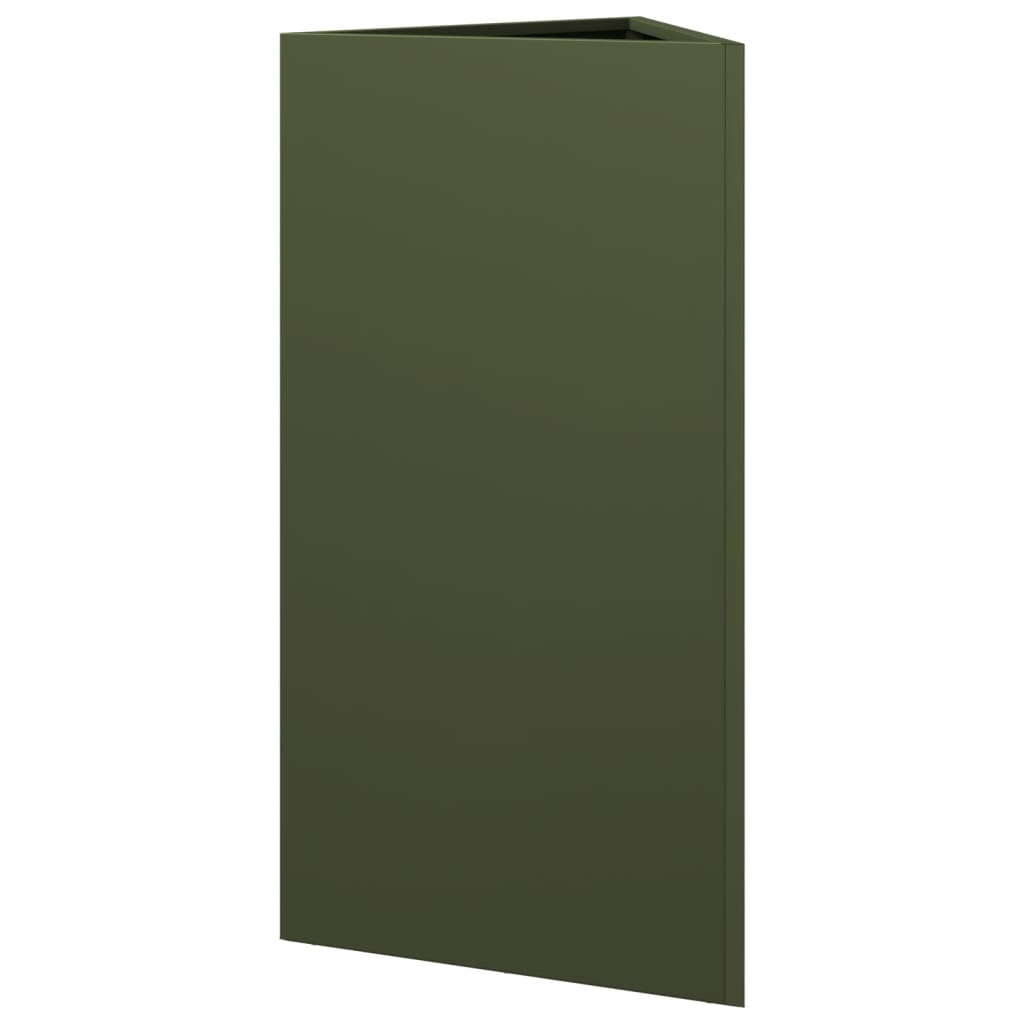 Plantekasser 2 stk olivengrønn trekantet 40x34,5x75 cm stål