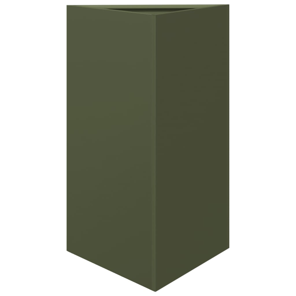 Plantekasse olivengrønn trekantet 50x43x75 cm stål
